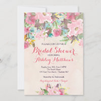 Belle Invitation de Baby shower rose, Baby
