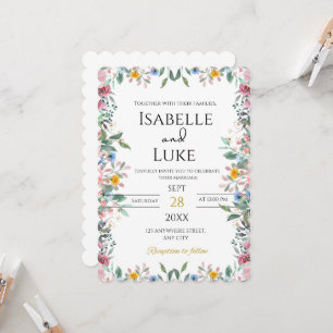 Belle invitation de mariage colorée et florale