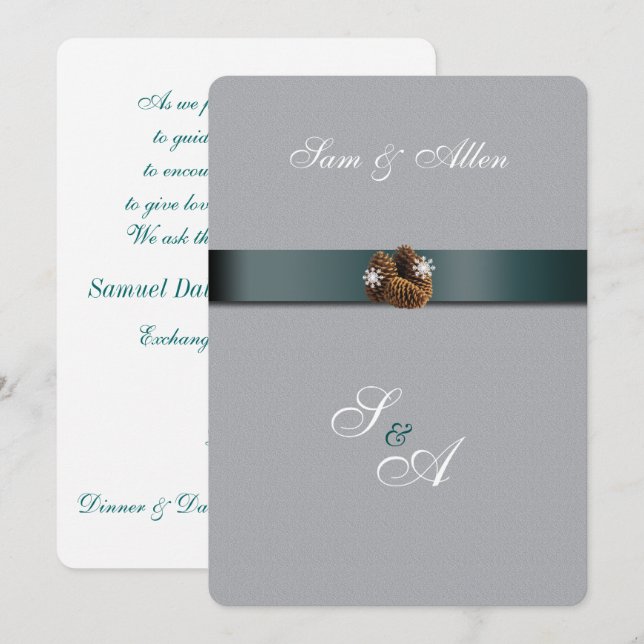 Belle invitation de mariage d'hiver (Devant / Derrière)