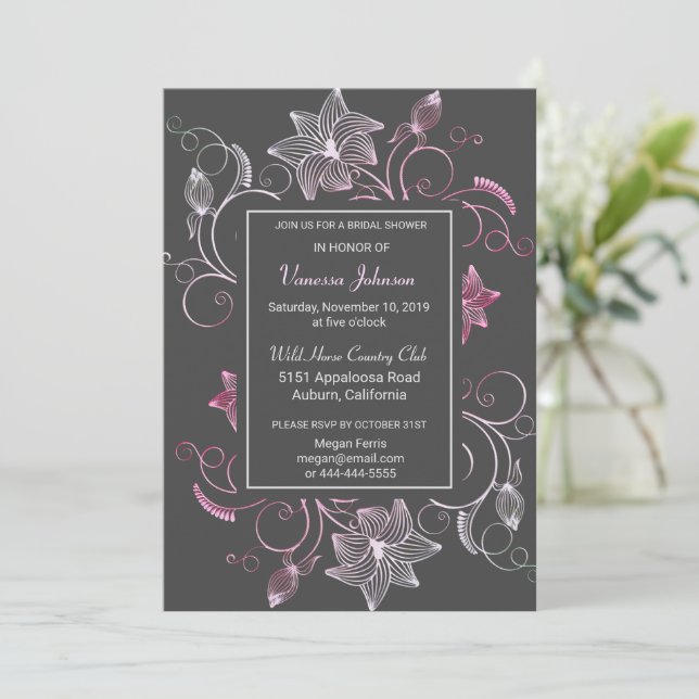 Belle Invitation Florale Douche nuptiale (Debout devant)
