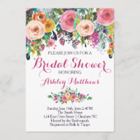 Belle Invitation Florale Douche nuptiale, Bébé