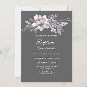 Belle Invitation Florale Gris d'hiver