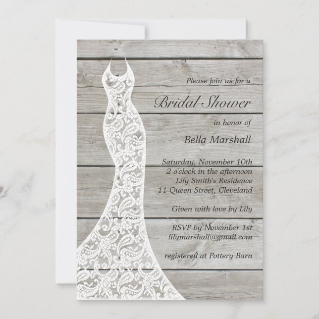 Belle invitation Rustique de douche nuptiale (Devant)