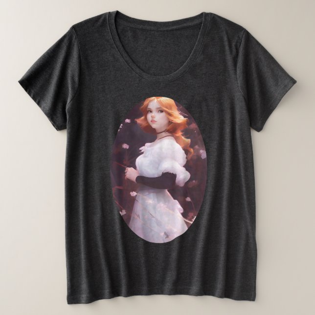 Belle Jeune Fille Parmi Les Fleurs Roses Portrait (Design devant)