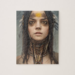 BELLE JEUNE INDIENNE NATIVE FILLE JIGSAW PUZZLE