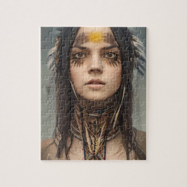 BELLE JEUNE INDIENNE NATIVE FILLE JIGSAW PUZZLE (Vertical)