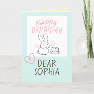 Belle Lapin Rabbit&Cake Bonne Carte Anniversaire