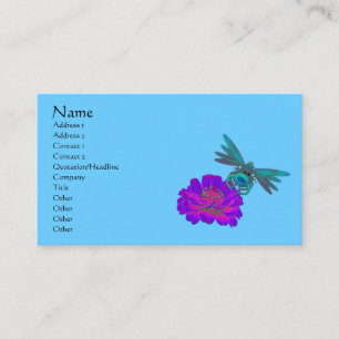 Belle libellule Sur Carte de visite Fleur Zinnia
