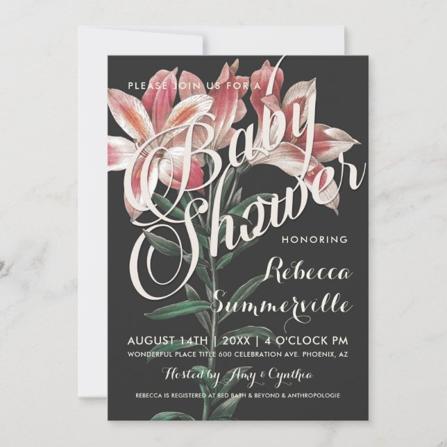 Belle Lily Botanique Bébé Douche Invitations (Devant)
