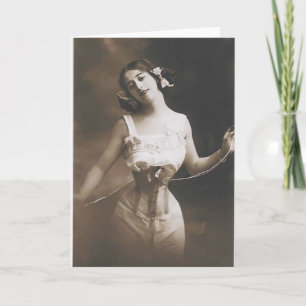 Belle Madame dans la carte de voeux maigre de
