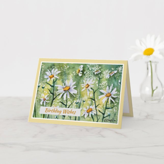 Belle Marguerite Carte de voeux d'anniversaire (Petite plante)