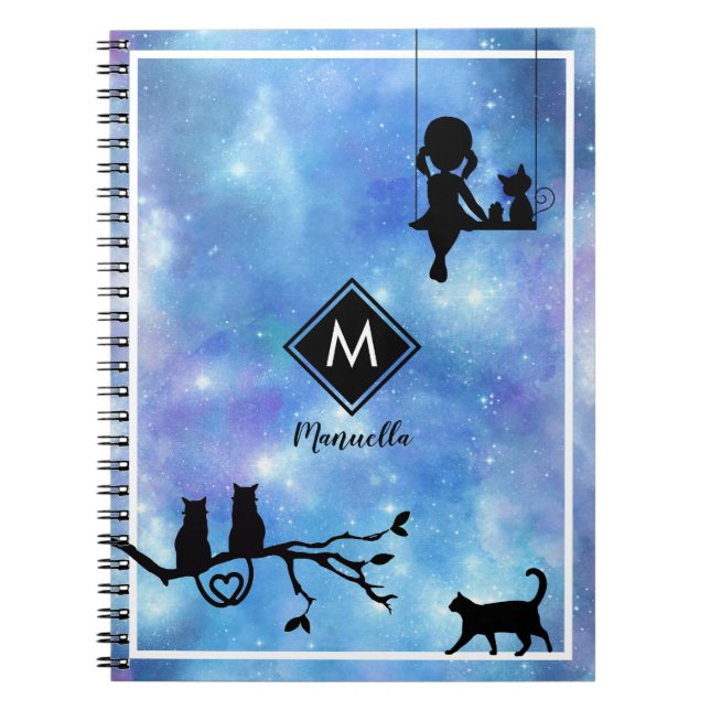 Belle Marine Bleu Aquarelle Galaxy Journal de fill (Devant)