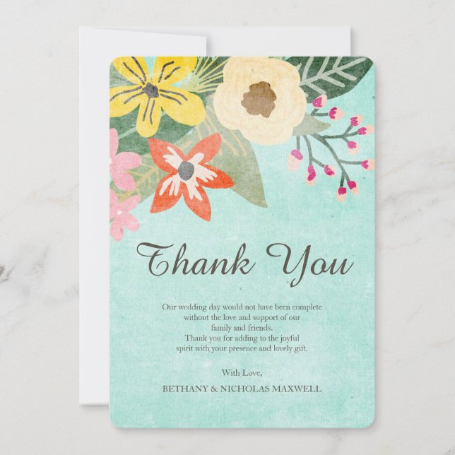 Belle Merci photo de fleurs carte plat (Devant)