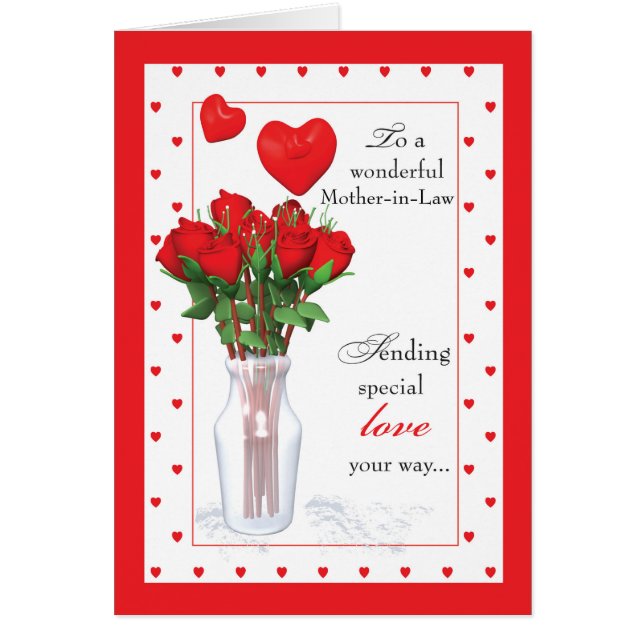 Belle-mère Saint-Valentin Roses rouges Coeurs (Devant)