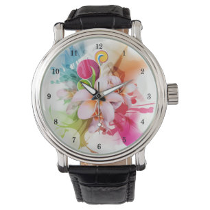 Belle montre à poignet fleurie