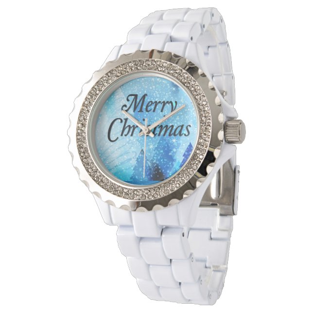 Belle montre blanche en pierre de Noël (Incliné)