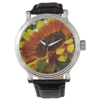 Belle montre de tournesol orange et jaune