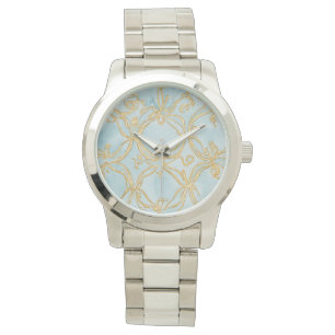 Belle Mosaïque Douce Or Bleu, Montre pour Femme eW