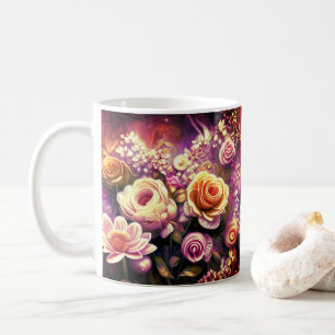 Belle Motif de café Fleur Acrylique Mug