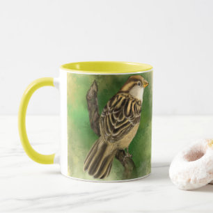 Belle Mug avec petit Bruant - Peinture