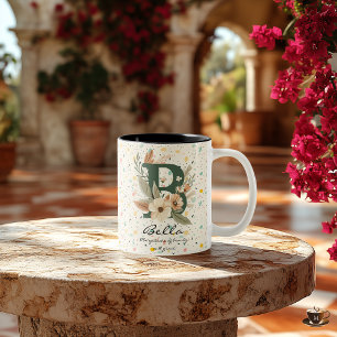 Belle Mug de Monogramme Floral Chic Boho pour Bell