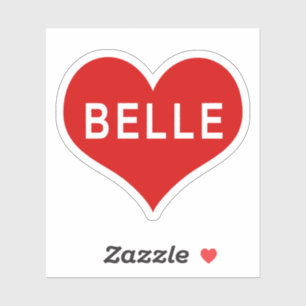 BELLE NAME Rotes Herz aus Vinyl Aufkleber