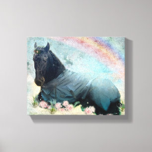 Belle Noire Cheval Friésien - Toile Enveloppée