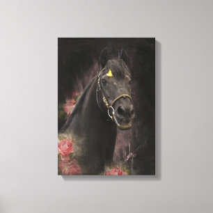 Belle Noire Cheval Friésien - Toile Enveloppée