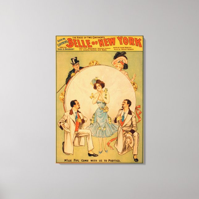 "Belle of New York" Musical Theater Poster Leinwanddruck (Vorderseite)