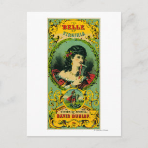 Belle of Virginia Tobacco Label Petersburg, VA Postkarte