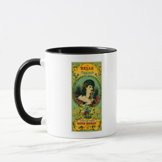 Belle of Virginia Tobacco Label Petersburg, VA Tasse (Links)