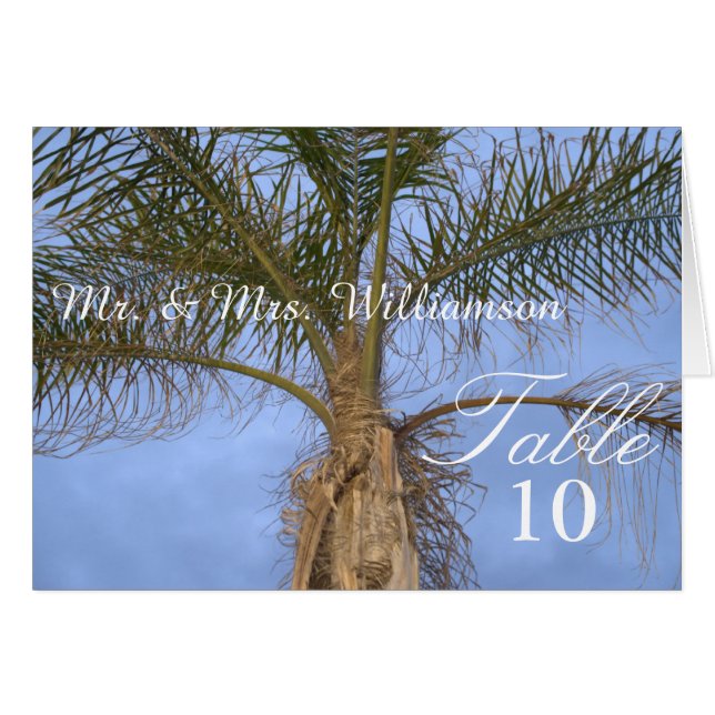 Belle Palm Tree Beach Table de mariage Cartes de l (Devant Horizontal)