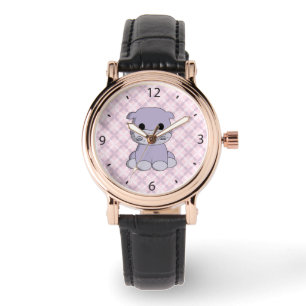 Belle petite hippo dessin animé montre femme