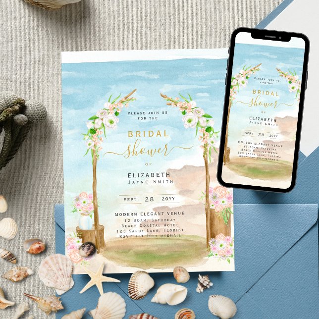 Belle Plage Côtière Douche nuptiale Invitation (Créateur téléchargé)