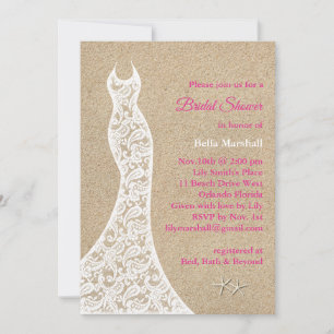 Belle Plage de la douche nuptiale Invitation en ro