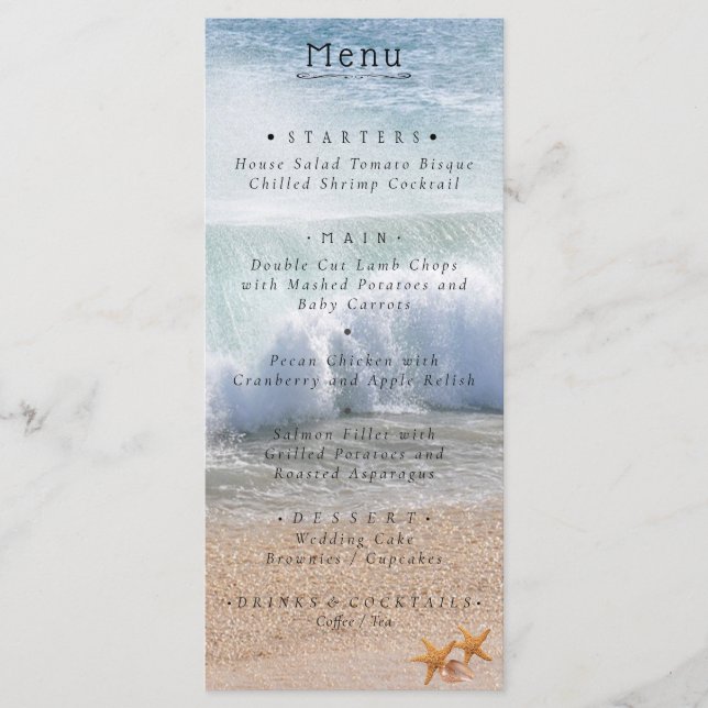 Belle plage Summer Tropical Mariage Menu (Devant)