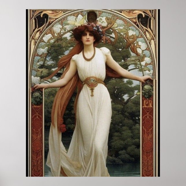 Belle porte de fleurs Art Nouveau Poster (Devant)