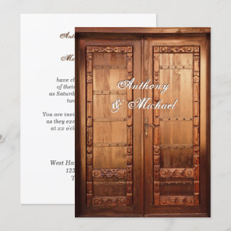 Belle porte en bois sculpté Faire-part de mariage