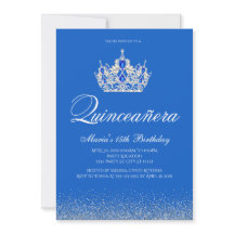 Belle Quinceanera bleu et argent Invitations
