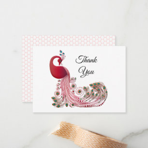 Belle Red Peacock Merci Cartes