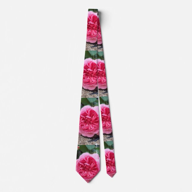 Belle rose rose rose Floral Cravate des hommes bot (Devant)