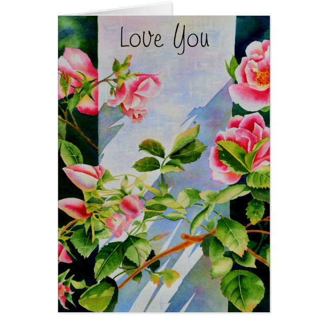 Belle rose rose rouge roses blanc aquarelle floral (Devant)