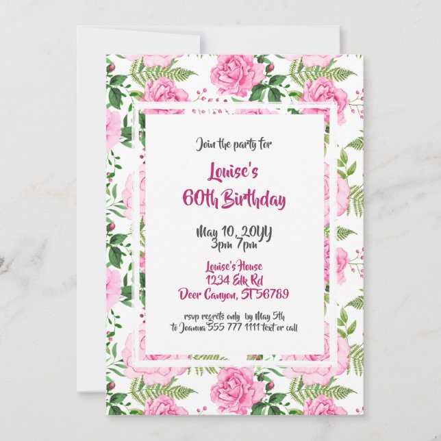 Belle rose Roses 60e anniversaire Invitation (Devant)