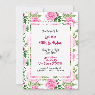 Belle rose Roses 60e anniversaire Invitation