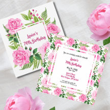 Belle rose Roses 70e anniversaire Invitation