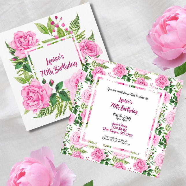 Belle rose Roses 70e anniversaire Invitation (Créateur téléchargé)