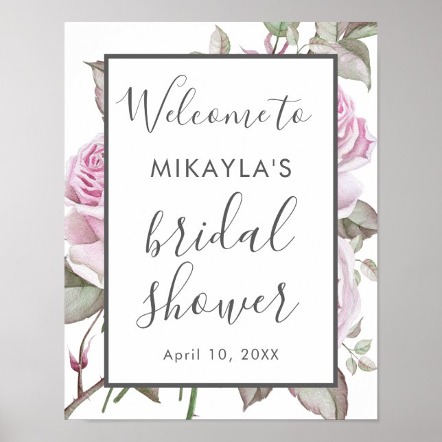 Belle Rose violette Affiche de bienvenue Fête des  (Devant)