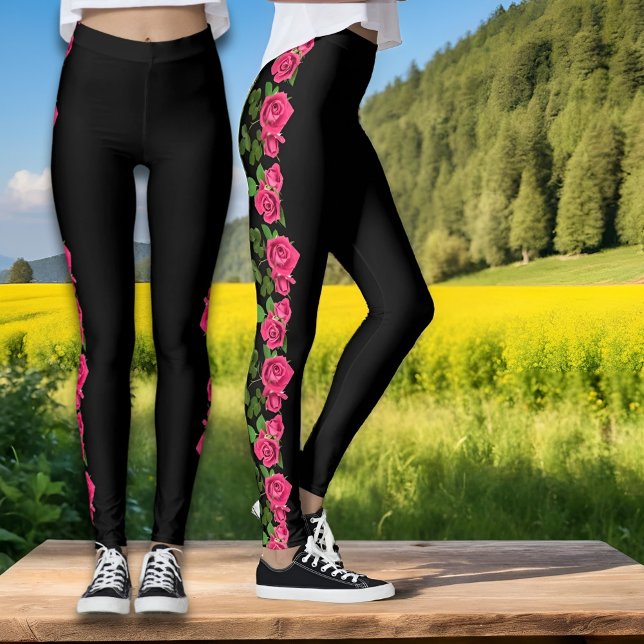 Belle roses florales roses florales Leggings (Créateur téléchargé)