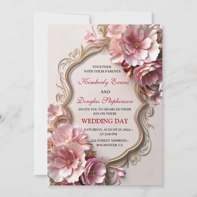 Belle Roses Roses Roses Roses Mariage Invitations (Devant)