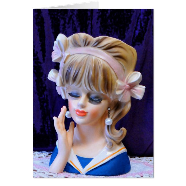 Belle Sailor Girl Tête Vase Poupée Rose Bows (Devant)
